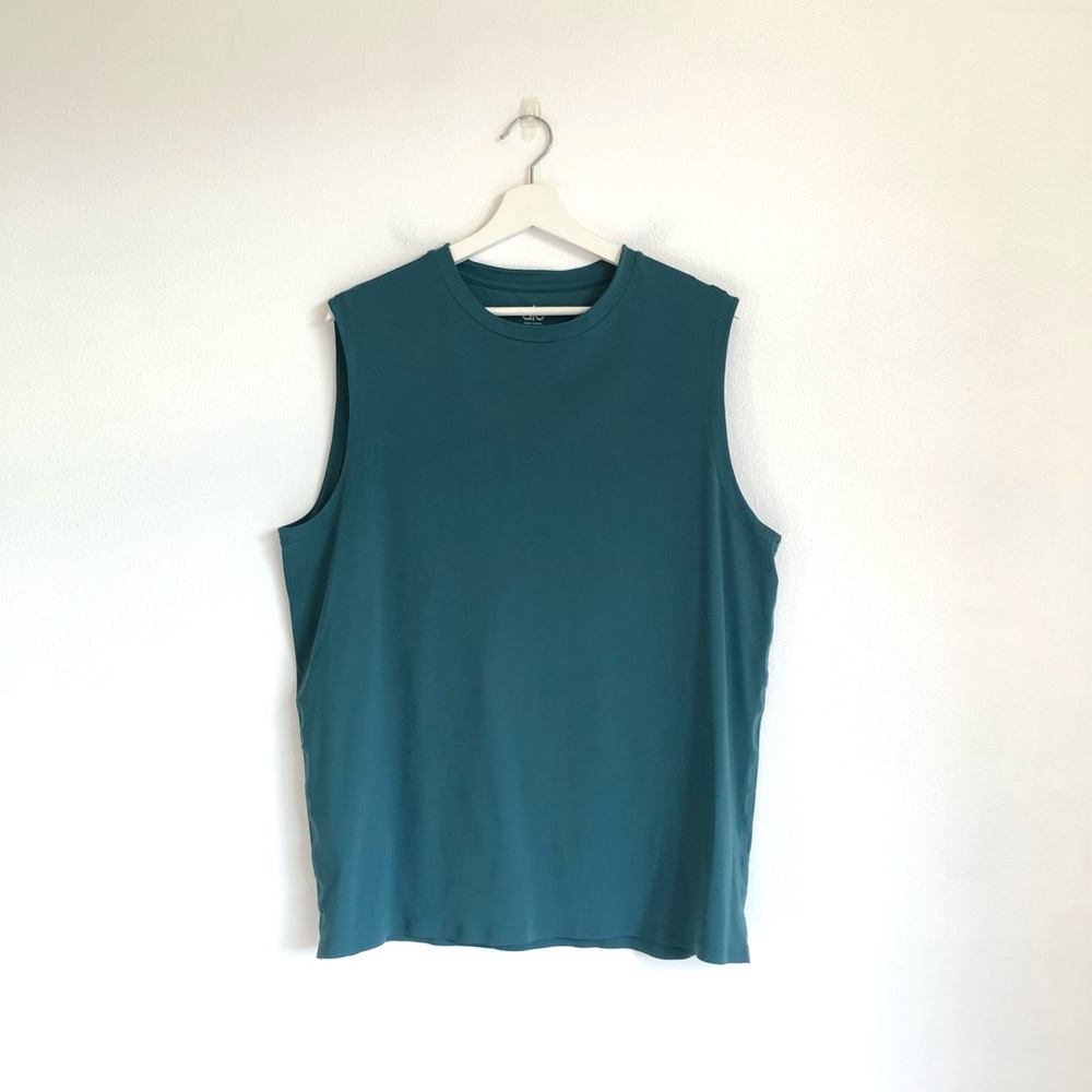 ALO Yoga Teal Blue-Green Workout Athletic Sleeveless Muscle Tank Top Size Large